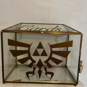 Glass Card Box with Gold Design